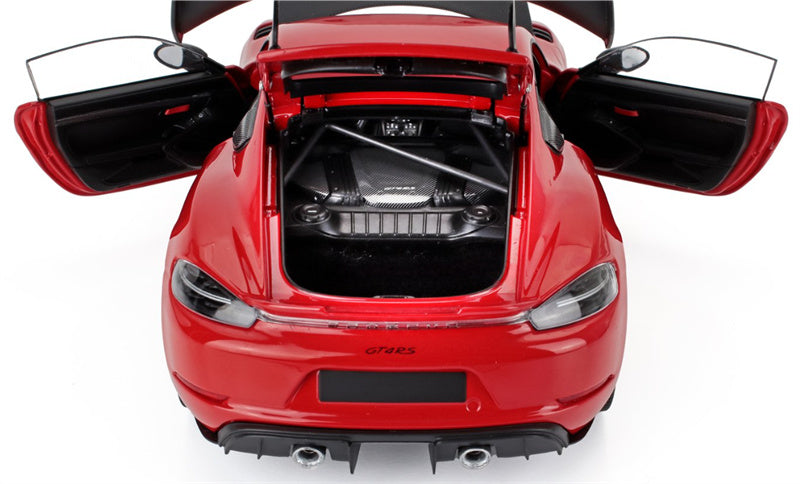1:18 PORSCHE Cayman GT4 RS 2024 Red Carbon Cover  MINICHAMPS Hard Top Tail Wing Edition DIECAST Car Model
