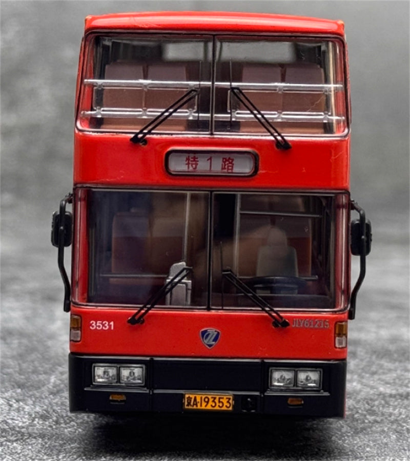 AUTO-GLIMPSE JLY6121S Jinling double layer Original factory paint Special 1 Route red 1:64 Bus Pre-built Model view6