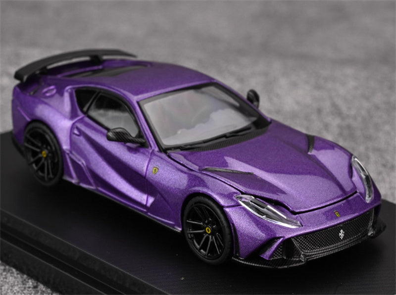 Little Toys x SH Ferrari 812 N-Largo V12 Supercar Novitec Modified Edition Limited Edition 299PCS ONLY Purple 1:64 Car Pre-built Model view3