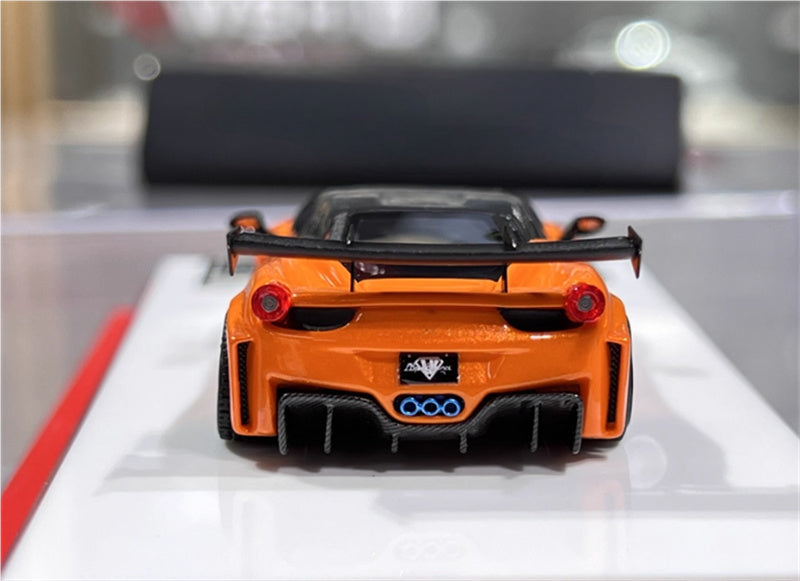 Flame Ferrari 458 GT LBWK wide body modified car Limited Edition 299PCS ONLY Orange 1:64 Car Pre-built Model view6