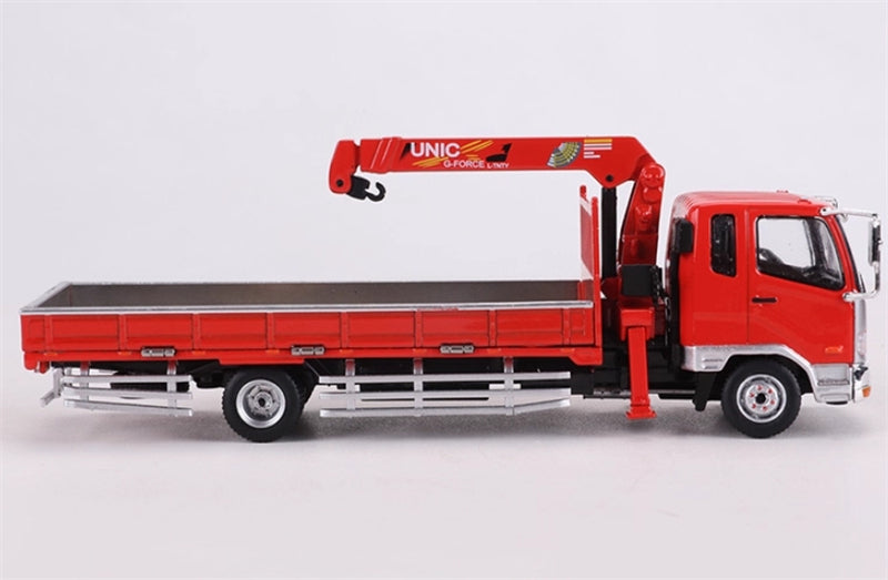 GCD Mitsubishi Fuso Boom Crane Truck Red w/ Coarse & Fine Metal Tubes RHD Limited Edition 888PCS only 1:64 Truck Pre-built Model view3