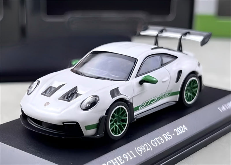 MINICHAMPS Porsche 911 GT3 RS 2024 White w/ Green Wheels Limited Edition 1000PCS ONLY 1:64 Car Pre-built Model