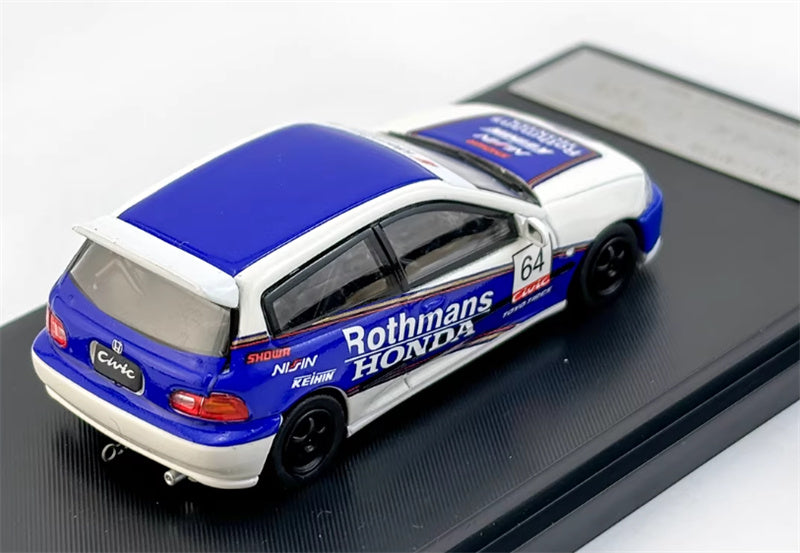 SW Honda Civic EG6 Blue White Rothmans Limited Edition 499PCS ONLY 1:64 Car Pre-built Model view3