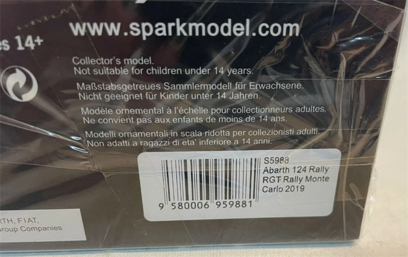 Spark Abarth 124 Rally RGT Rally Monte Carlo 2019 1:43 Car Pre-built Model view9