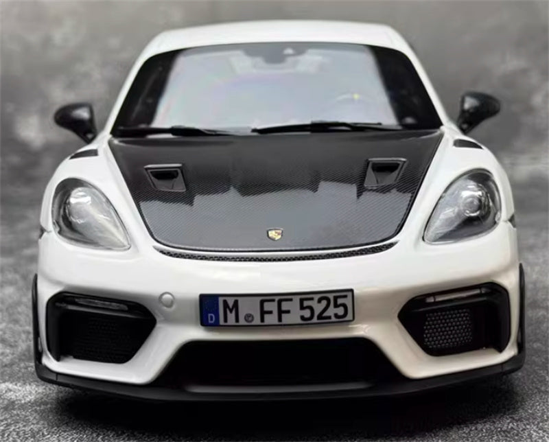1:18 PORSCHE Cayman GT4 RS 2024 White carbon cover  Norev Hard top Tail Wing Edition DIECAST Car Model