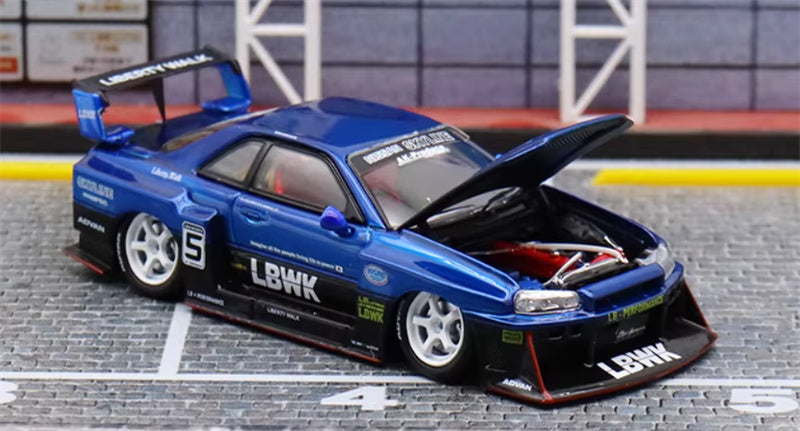 SW Nissan Skyline LBWK ER34 Blue Black White Wheel 5# Limited Edition 1:64 car Pre-built Model view3