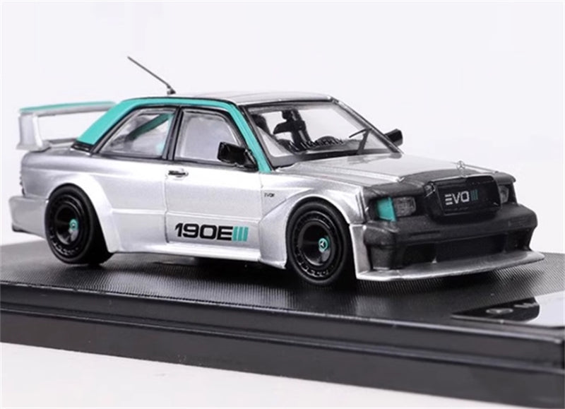1:64 Mercedes Benz 190E EVO III W201 Silver Rhino Model DIECAST Model