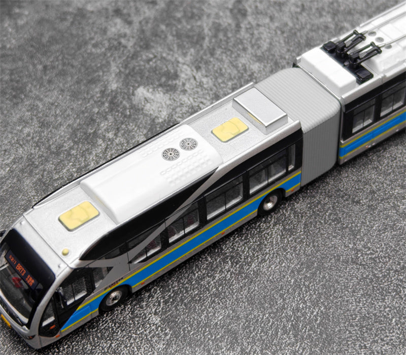 CREATIVE CULTURE BJD-WG180N Beijing Bus BTR3 Youth articulated trolley bus Blue Silver 1:110 Bus Pre-built Model view12