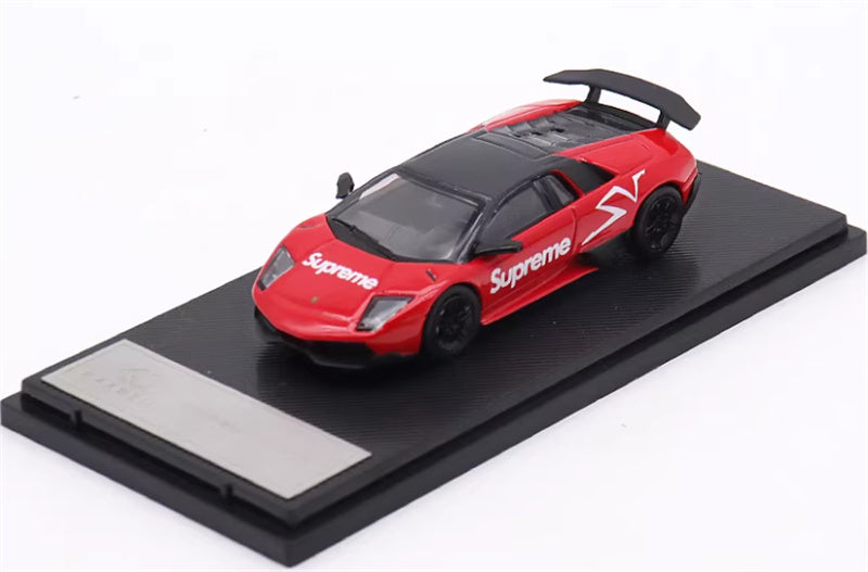 Max well Lamborghini Murcielago LP670-4 SV Red Supreme 1:64 Car Pre-built Airliner Model Display view1