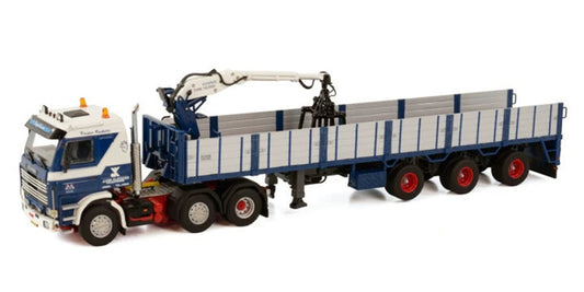 WSI SCANIA 3 SERIES 6X2 TWINSTEER BRICK TRAILER - 3 AXLE J. VAN KLOOSTER 1:50 Truck Pre-built Model