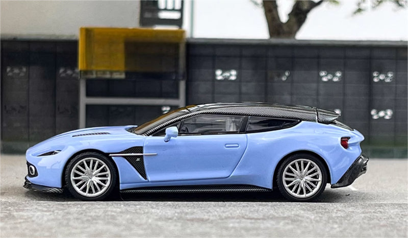 KING MODEL Aston Martin Vanquish Zagato Blue Limited Edition 333PCS ONLY 1:64 Car Pre-built Model view2