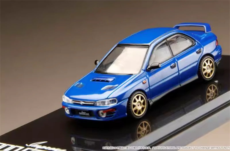 Hobby JAPAN SUBARU IMPREZA WRX (GC8) 1992 Customized Version with Engine Blue Golden Wheel 1:64 Car Pre-built Model view6