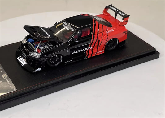 SW Nissan Skyline LBWK ER34 ADVAN Red Black Limited Edition 499PCS ONLY 1:64 car Pre-built Model view1