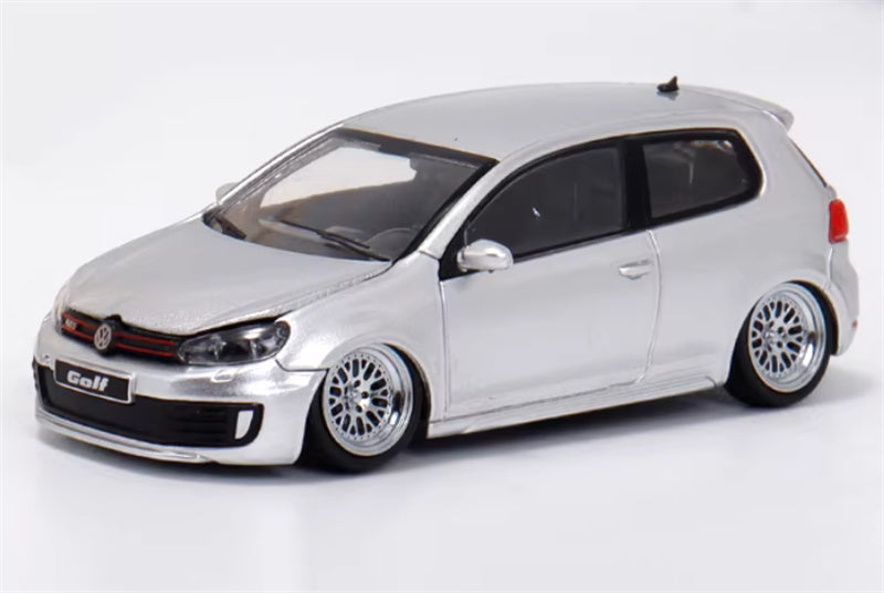 Max well Volkswagen Golf GTI 6th generation Silver BBS wheel low stance Limited Edition 799PCS ONLY 1:64 Car Pre-built Airliner Model Display view1