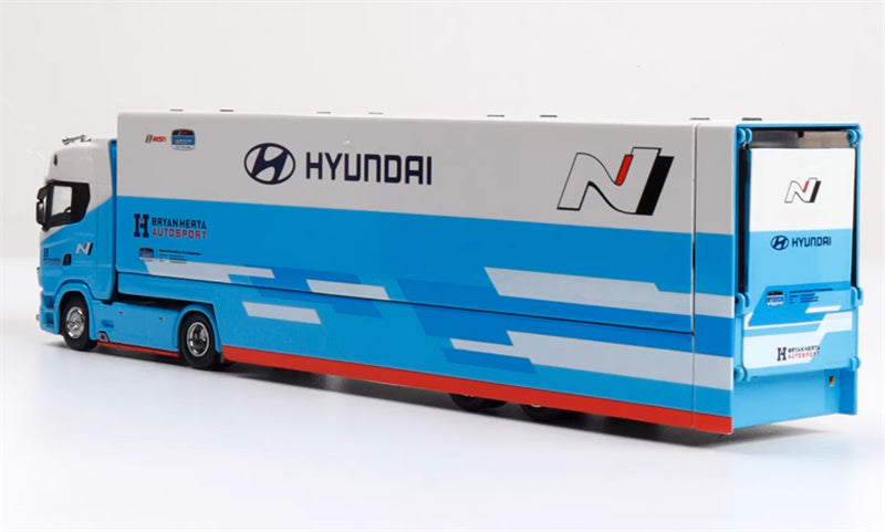 Max well Scania #S730 double-decker transport vehicle Blue white modern coating 1:64 Truck Pre-built Airliner Model Display view2