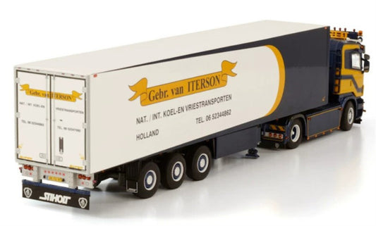 WSI SCANIA R5 FLAT ROOF 4X2 REEFER TRAILER - 3 AXLE GEBR. VAN ITERSON 1:50 Truck Pre-built Model