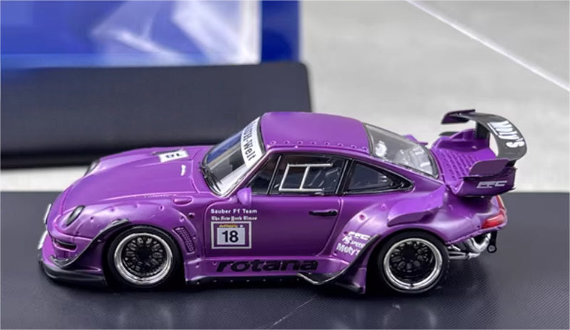 SW Porsche RWB 993 Rotana Matte Purple Race Track Special Edition No.18 Limited Edition 499PCS ONLY 1:64 car Pre-built Model view2