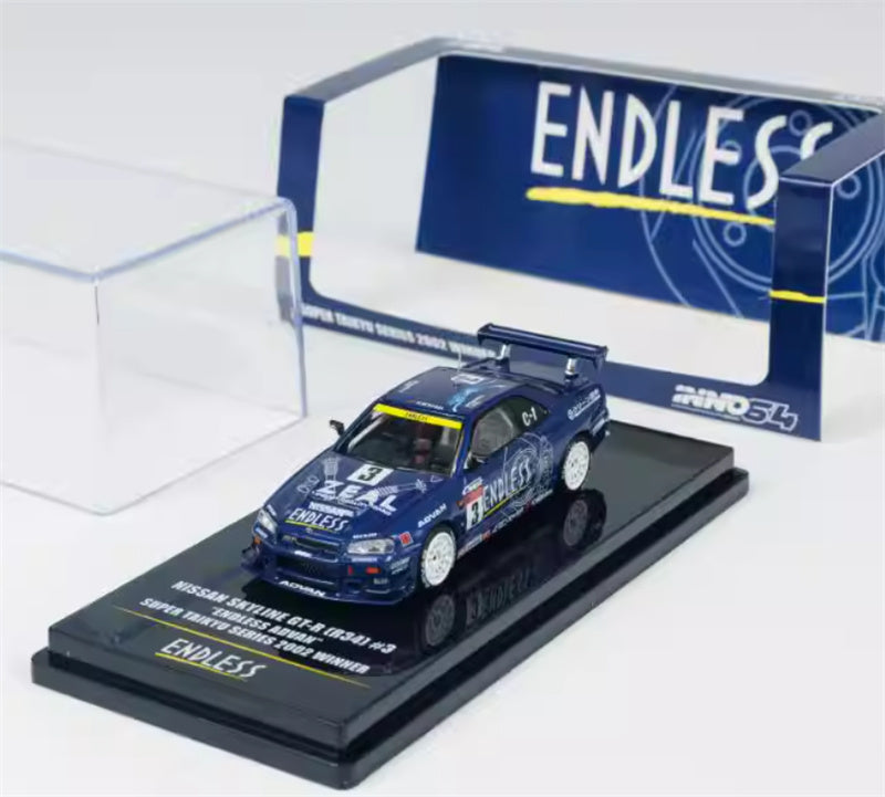 INNO64 2002 Nissan Skyline GT-R R34 #3 Blue 1:64 car Pre-built Model view8