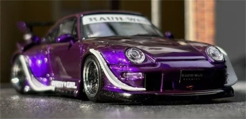 1:64 Porsche 911 RWB 993 Glossy Purple with White Edge SW DIECAST Model
