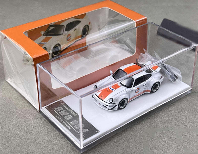 FAST & SPEED Porsche RWB 964 Duck Wing White - Gulf Limited Edition 499PCS ONLY 1:64 Car Pre-built Model view8
