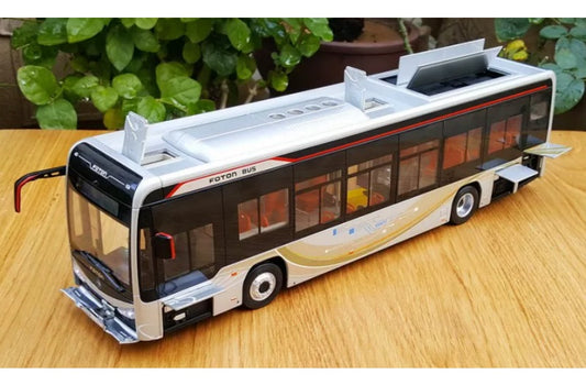 FOTON Ouhui BJ6129 bus Lighting version silver 1:36 Bus Pre-built Airliner Model Display view2