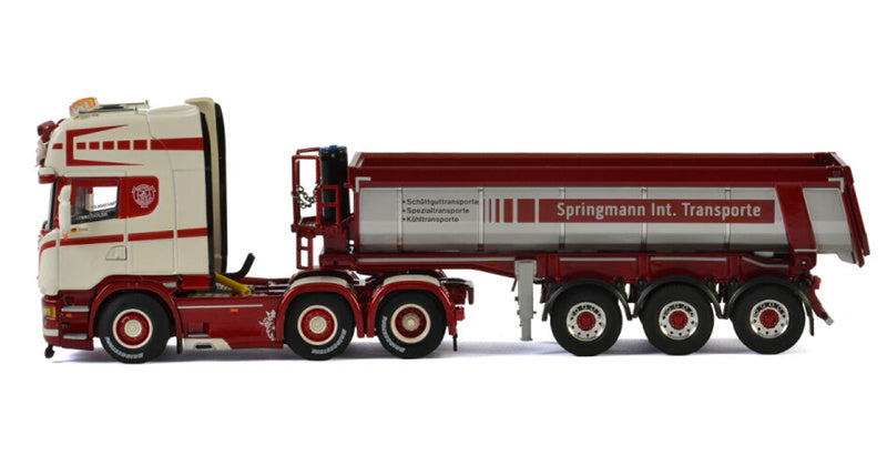 WSI  SCANIA STREAMLINE TOPLINE 6x2 TWIN STEER HALF PIPE TIPPER TRAILER - 3 AXLE Springmann 1:50 Truck Pre-built Model