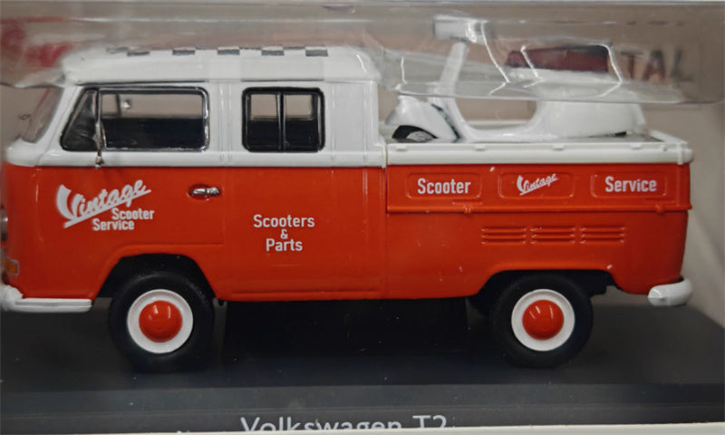 SCHUCO VOLKSWAGEN VW T2 Vintage Scooter Parts WITH Vespa GS 1:43 Car Model view3