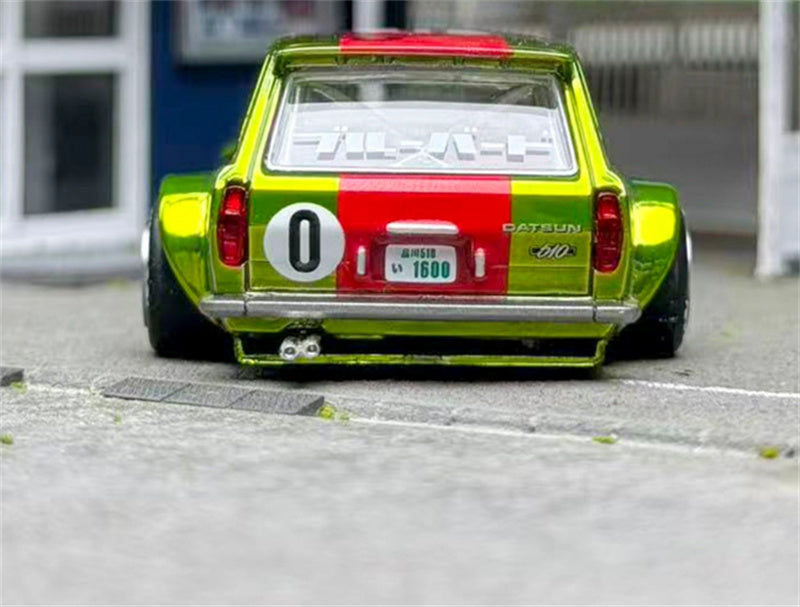 KaidoHouse x MiniGT Datsun KAIDO 510 #0 Wagon OG FLOW Yellow color box packaging 1:64 Car Pre-built Model view6