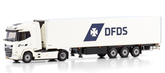 WSI DAF XG 4X2 REEFER TRAILER - 3 AXLE DFDS 1:50 Truck Pre-built Model