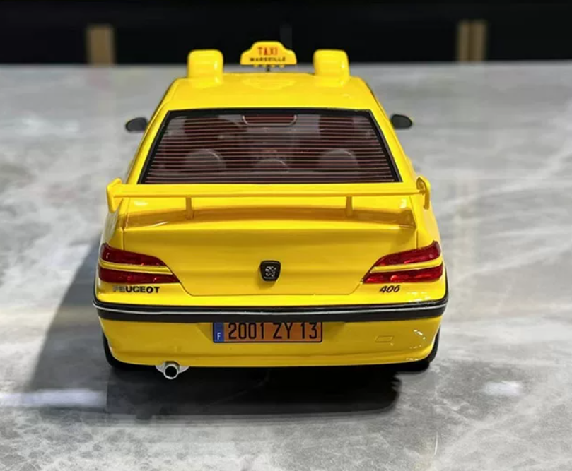 1:18 Peugeot 406  Yellow  VEHICLE Art Taxi Express with Wings LTD 300PCS ONLY Resin car Model