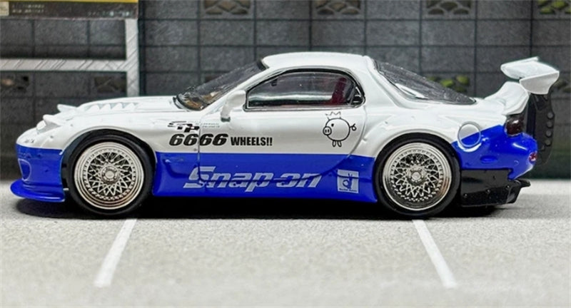 1:64 Mazda RX-7 Rocket Bunny White and Blue Master DIECAST Limited Edition 799pcs ONLY Model