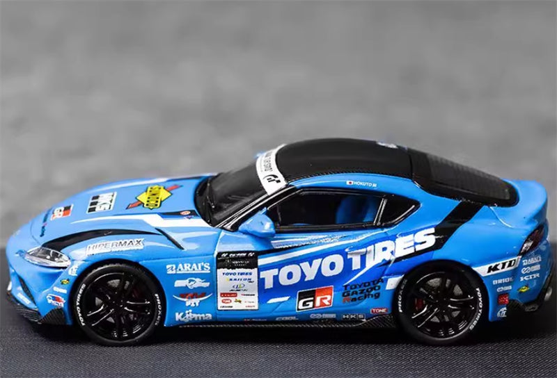 AURORA MODEL Toyota Supra A90 Blue HKS Regular Version Oriental Tires 1:64 car Pre-built Model view7