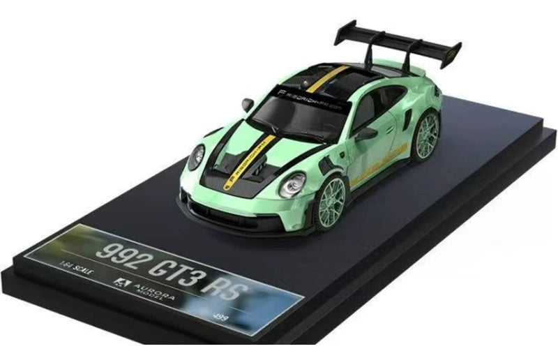 1:64 PORSCHE 911 992 GT3 RS  Mint Green AURORA MODEL  Regular Edition Limited Edition 499PCS ONLY DIECAST Model