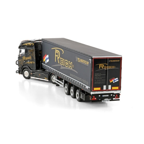 1:50 DAF PHILIPP REICH XG + 4X2 CURTAINSIDE TRAILER 3 AXLE WSI  Black Diecast Model
