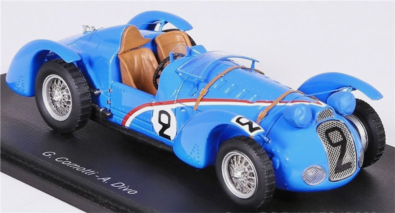 spark Delahaye 145 #2 Le Mans 1938 G.COMOTTI - A.DIVO blue 1:43 Car Model view3
