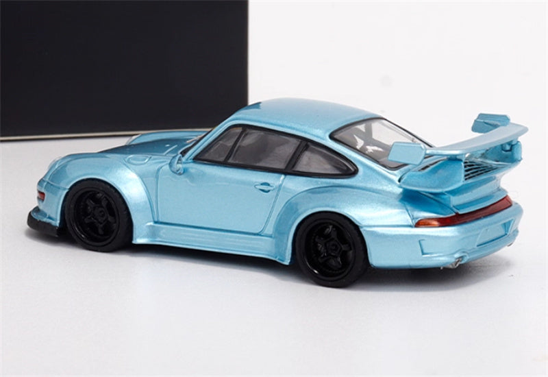 TPC Porsche 911 RWB 993 Widebody Conversion Limited Edition 500PCS ONLY Ice Blue - Black Wheel 1:64 Car Pre-built Model view4