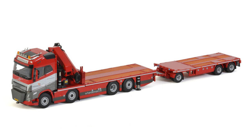 WSI  VOLVO FH5 GLOBETROTTER 8X2 TAG AXLE RIGED FLATBED + PALFINGER PK 65002 SH JIB HARDEMAN 1/50 DIECAST Truck