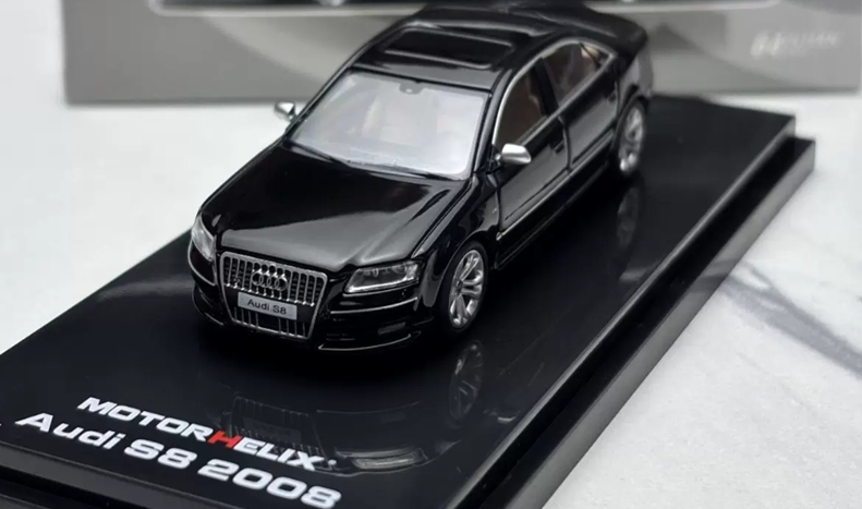 1:64 Audi S8 (D3) 2008 black MOTORHELIX GruppeM Racing DIECAST Civil Car Model