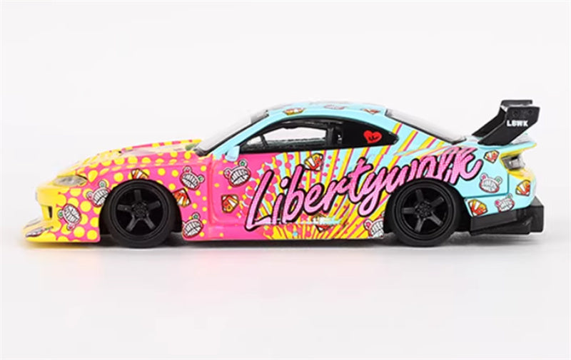 MINIGT Nissan LB-Super Silhouette S15 SILVIA LBWK KUMA colorful 1:64 Car Pre-built Model view3