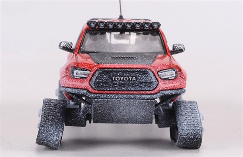 GCD Toyota Tacoma Snow Edition with tank track Snowflake Orange Red LHD 1:64 Truck Pre-built Model view4
