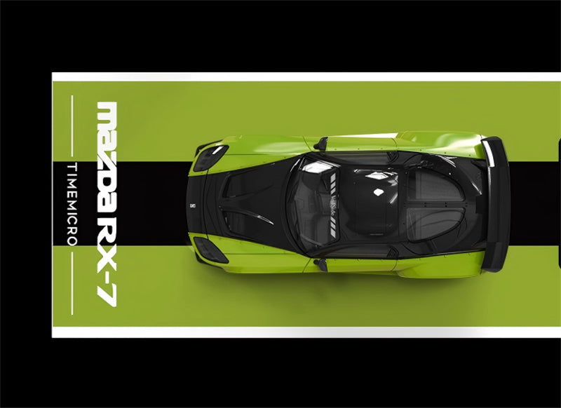 TIMEMICRO Mazda RX-7 Veilside Black Green w/ Figure Limited Edition 999PCS ONLY 1:64 Car Pre-built Model view3