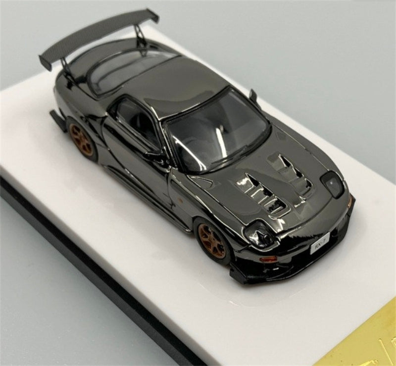 1:64 Mazda RX-7 FD3S Gunmetal Grey with Gold Wheels My Model collect DIECAST Model