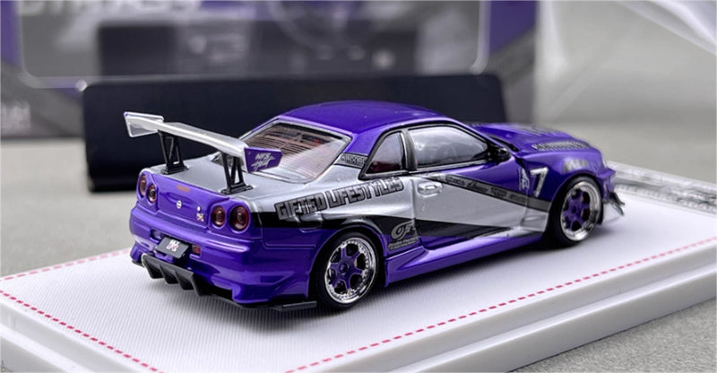 Focal Horizon Nissan Skyline GT-R R34 Violet Storm Livery Limited Edition 999PCS ONLY 1:64 Car Pre-built Model view4