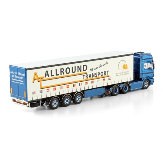 1:50 SCANIA A.A. VD HEUVEL 4 series 6X2 CURTAINSIDE TRAILER 3 AXLE WSI   Diecast Model