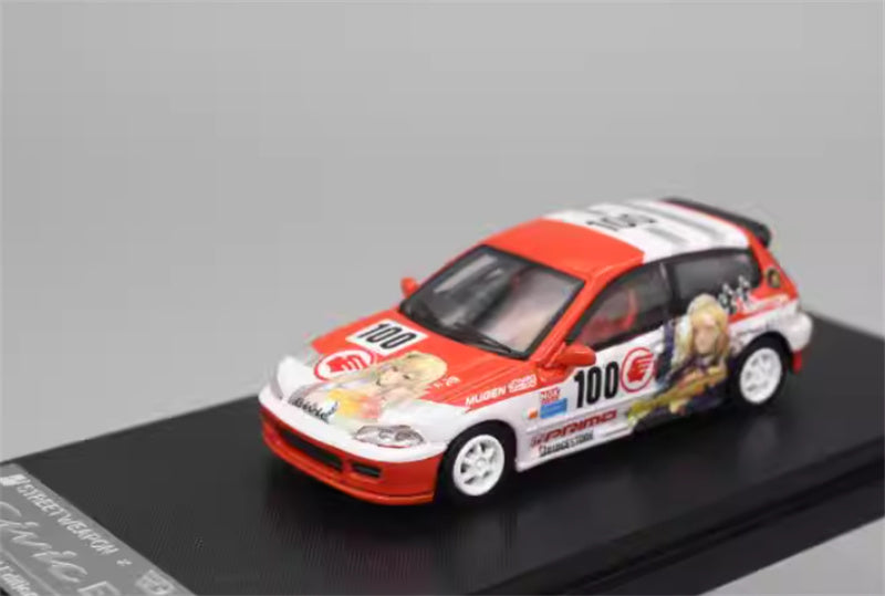 SW Honda Civic EG6 V2 White Wheel Limited Edition 499PCS ONLY 1:64 Car Pre-built Model view1