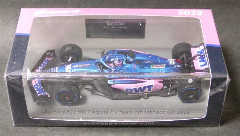 Spark Alpine A522 BWT 7th Monaco GP 2022 FERNANDO ALONSO 1:43 Car Pre-built Model view10