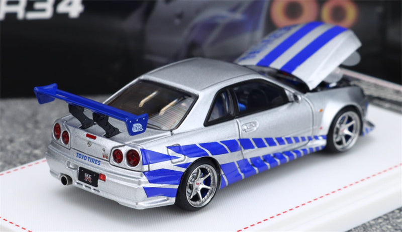 Focal Horizon Nissan Skyline GT-R R34 Silver Blue Limited Edition 999PCS ONLY 1:64 Car Pre-built Model view5
