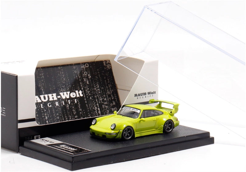 DECODE Porsche RWB 964 Acid Green RAUH - Welt 1:64 Car Pre-built Model view6
