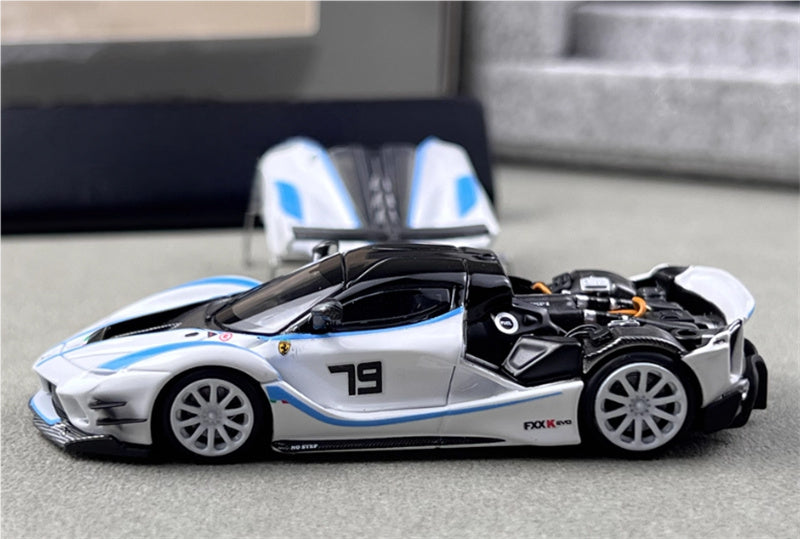 Little Toys Ferrari FXX-K EVO Supercar Limited Edition 399PCS ONLY White Blue Line #79 Special Edition 1:64 Car Pre-built Model view3