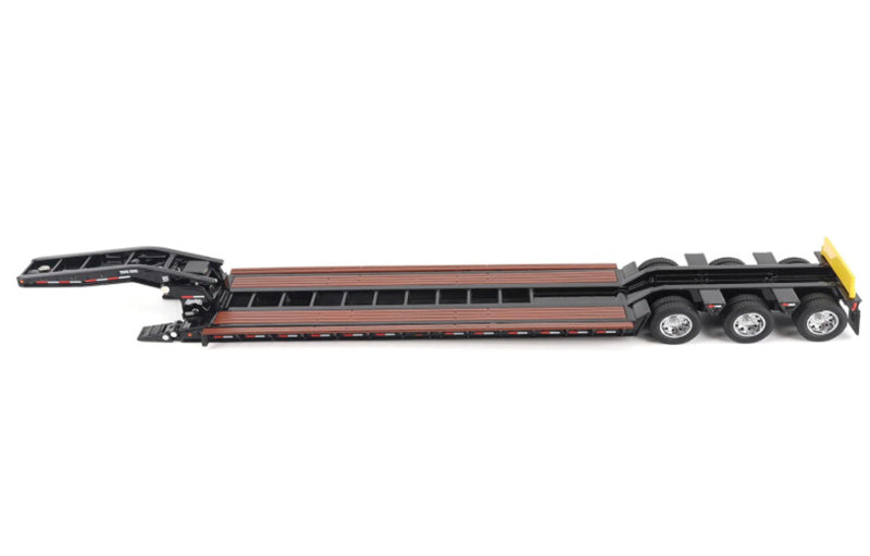 CATERPILLAR Trail King TK120 Hydraulic Detachable Gooseneck Lowboy Trailer in Black - Outrigger Version 1:50 Truck Pre-built Model